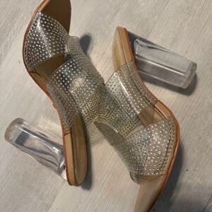 Bebe Elegant Clear Studded Women's Heels